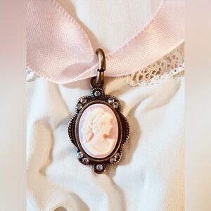 Ballet pink dainty cameo and earrings set